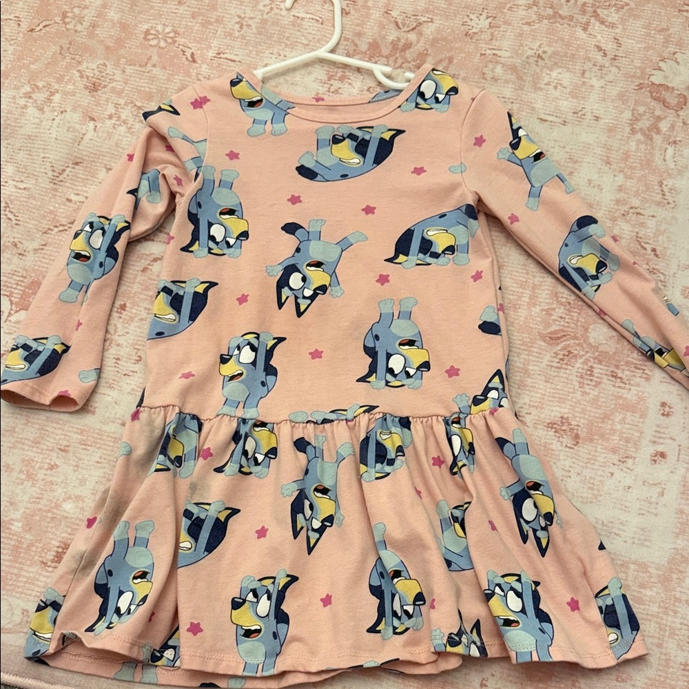 Pink Kids Dress with Cartoon Print